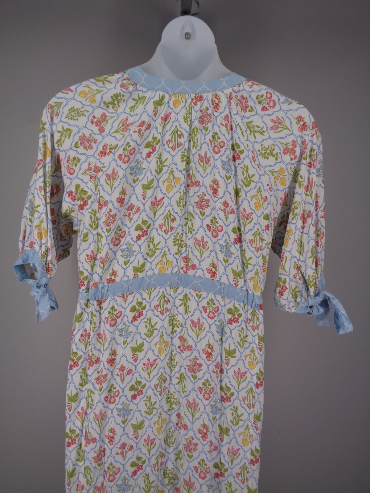 Cactus Pearl Floral Button Maxi Dress Size Medium Tie Sleeve Boho Cottagecore