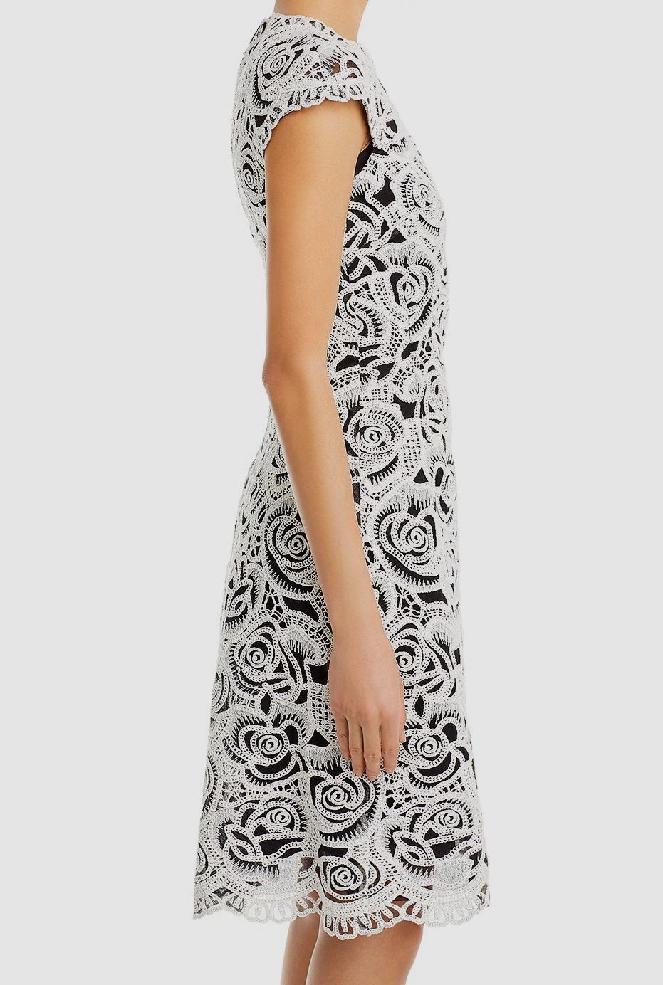 Teri Jon by Rickie Freeman Womens White Scroll Floral Lace Sheath Dress Size 14