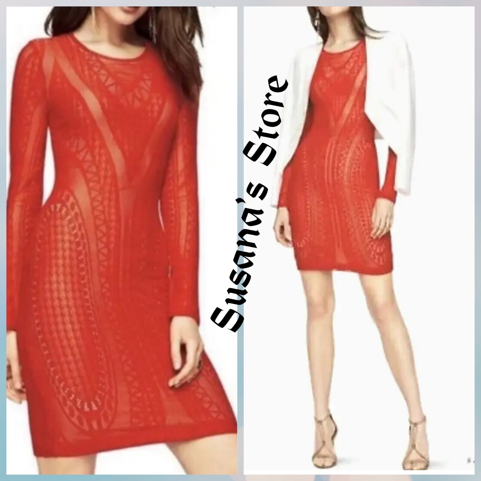 NWT BCBG MAXAZRIA SIZE L LALA LACE BODYCON SCARLET DRESS MSRP $231.00