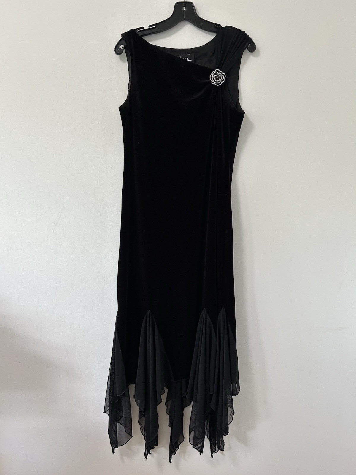 Vtg Dress Size 10 Black Velvet Chiffon Whimsygoth 90s SL FASHIONS Fairy Goth
