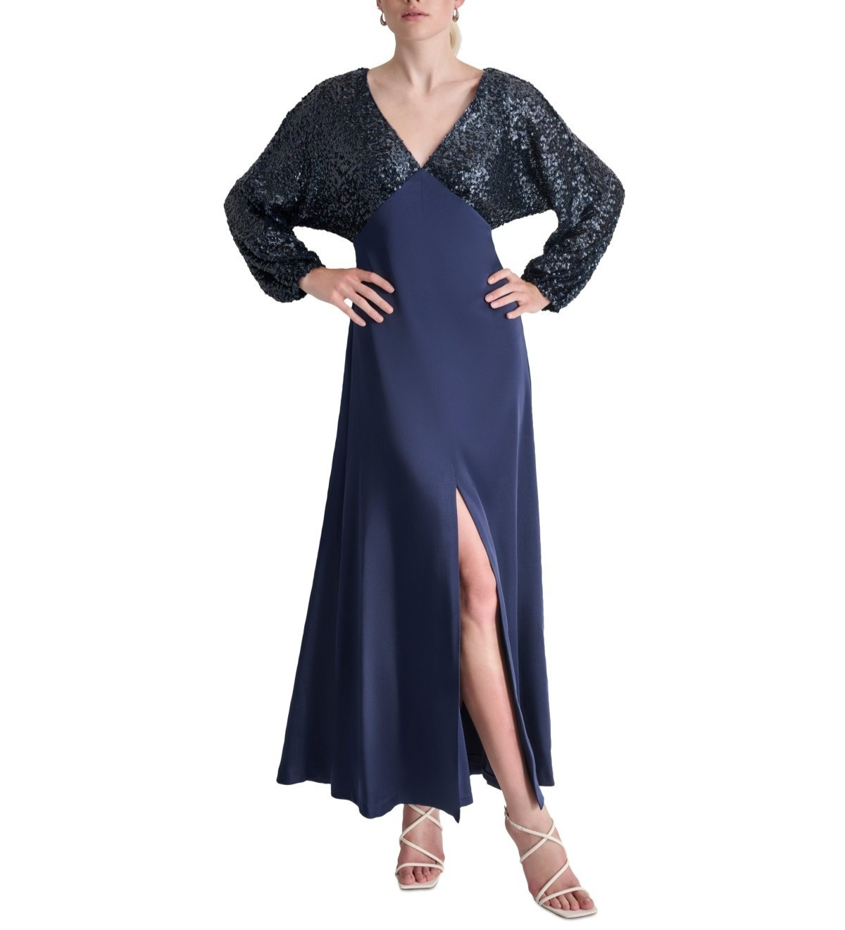 DKNY Women’s Sequin Embellished Blouson-Sleeve Gown MSRP $279