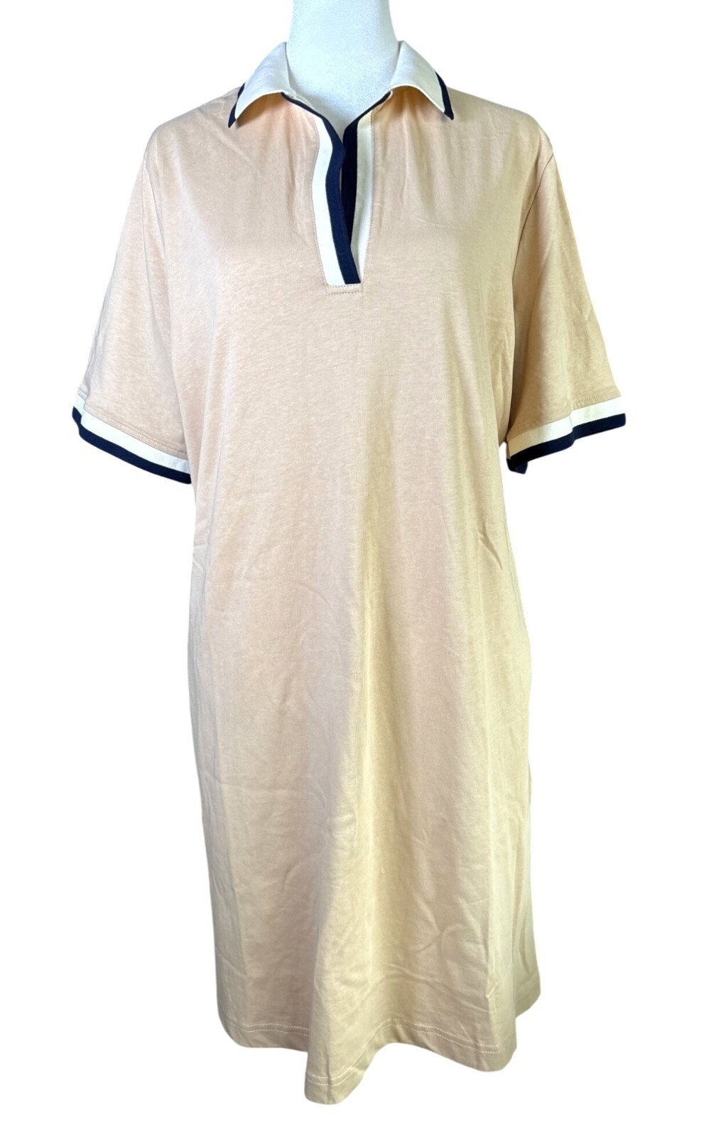 Tuckernuck Hutton Polo Dress Tan Navy Size XXL / 16 NWT Sporty Mini Cotton $128