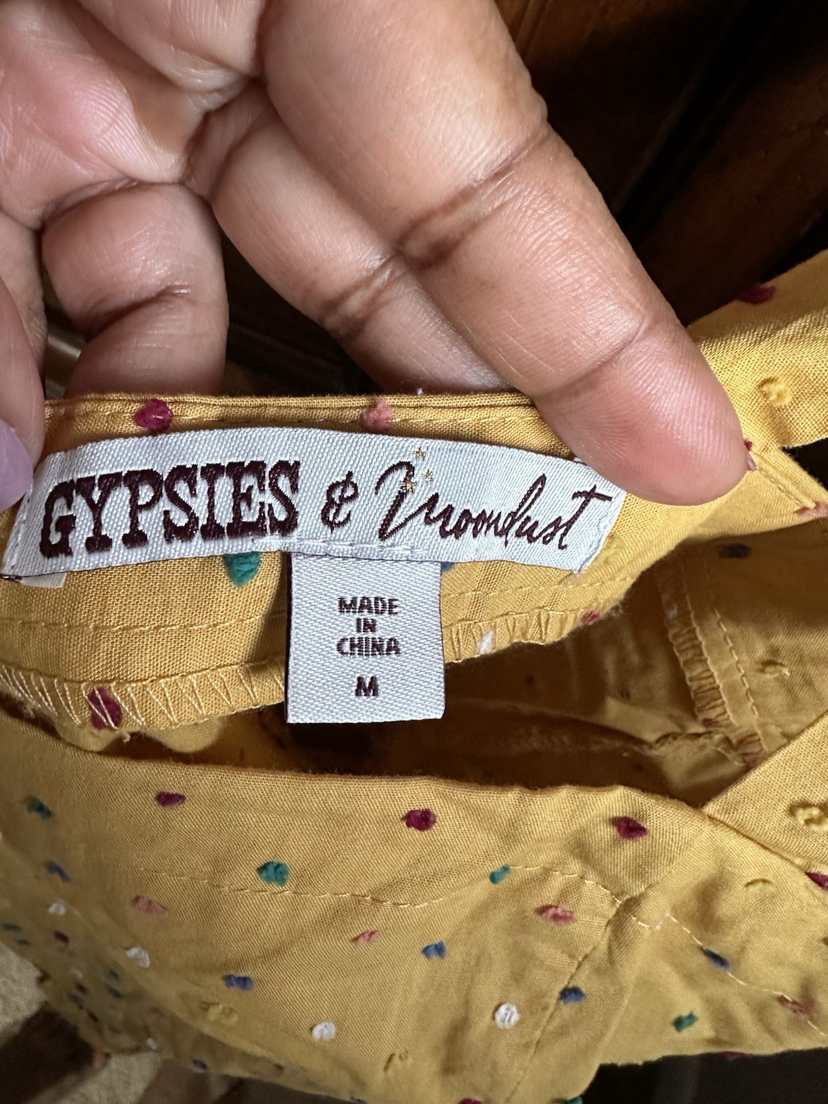 Mustard Yellow Polka Dot Sundress A-Line Cottagecore Indie Retro Mini Dress (M)