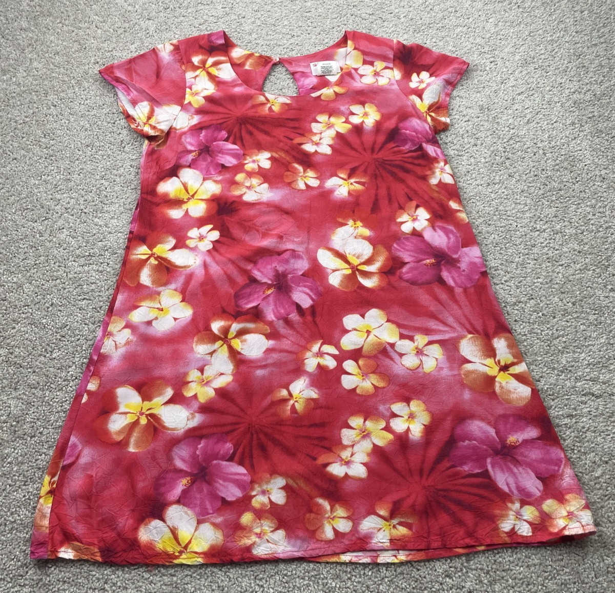 Vintage Hula Moon by Jams World Dress Women’s Large Pink Floral Summer Colorful