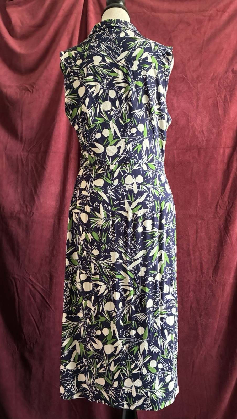 Hobbs London Nadia Sleeveless Jersey Midi Dress Collared Faux Wrap Stretchy 8