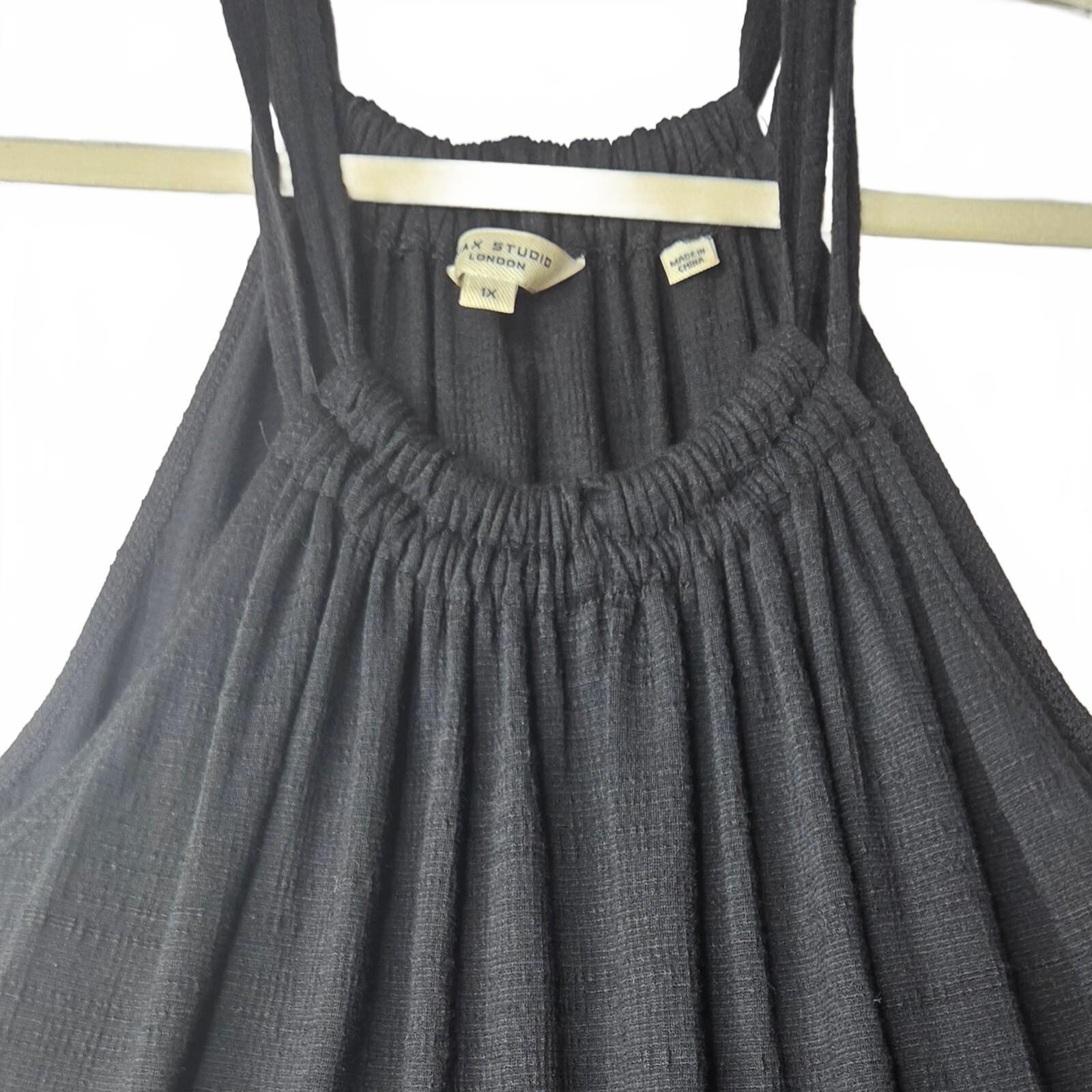 Max Studio Plus Black Tiered Halter Maxi Dress Jersey Knit Soft Flowy 1X