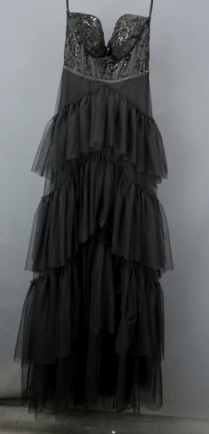 City Studios Juniors’ Ruffle-Tiered Sequin-Lace Gown Size 1/2 # 14B 2474 New