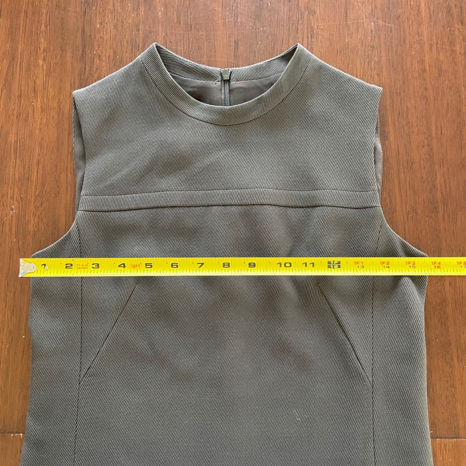 Akris Punto Asymmetrical Sleeveless Wool Shift Dress Grey 4 Mini Career Minimal