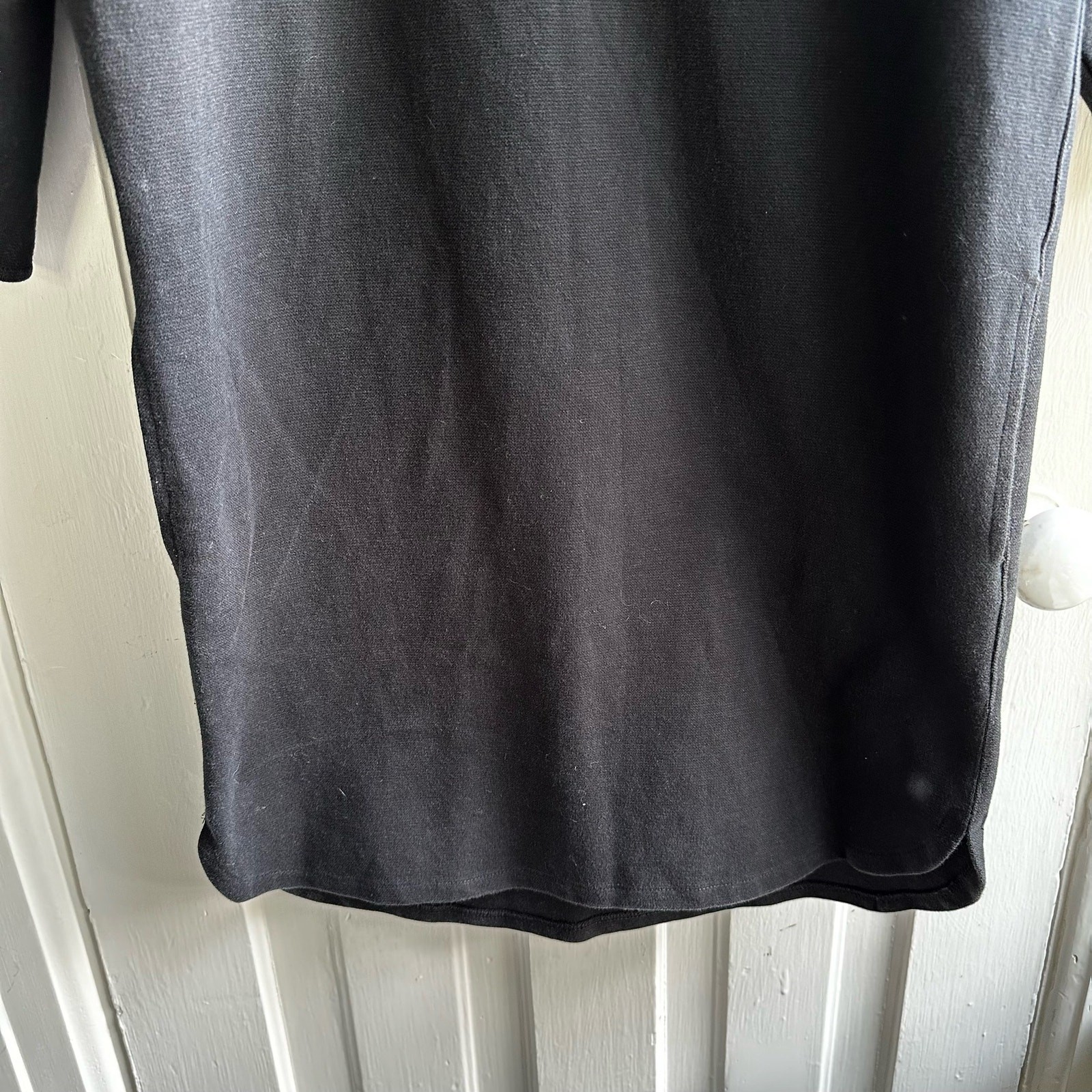 Madewell Black Leather-Trim Piqué Ponte Dress