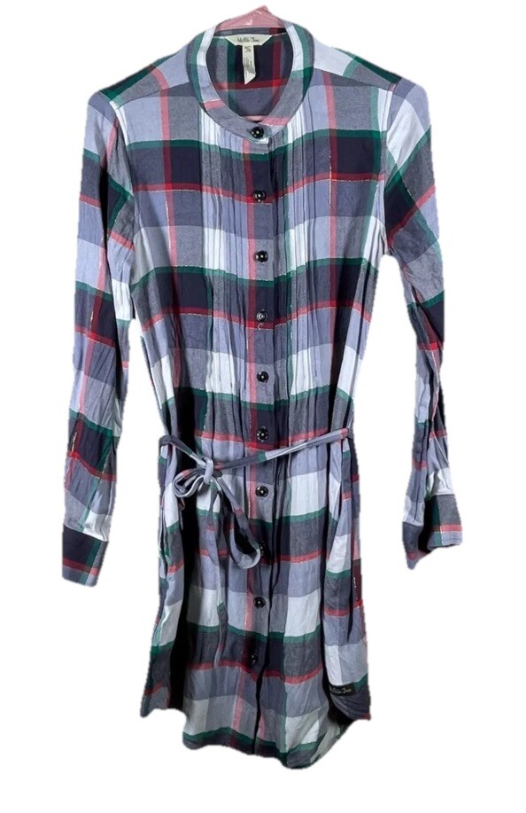 Matilda Jane Women’s Coming To Town Plaid Shirt Dress Size Small Red Green White