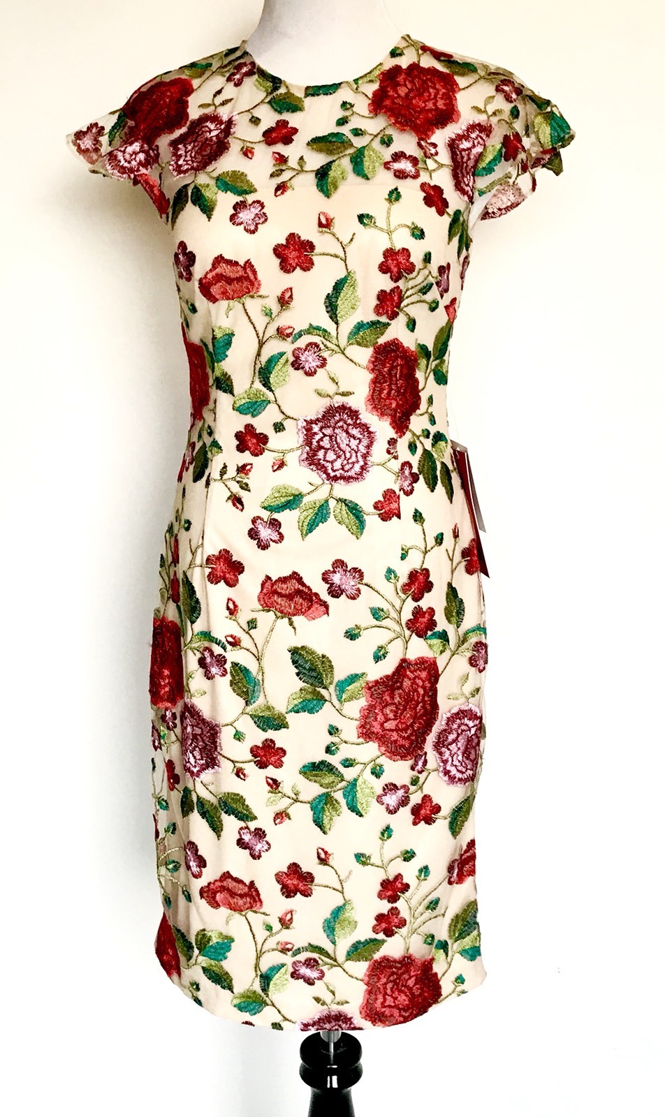 Carmen Marc Valvo Sz 6 Embroidered Floral Dress Retail $325 Price $148 NWT