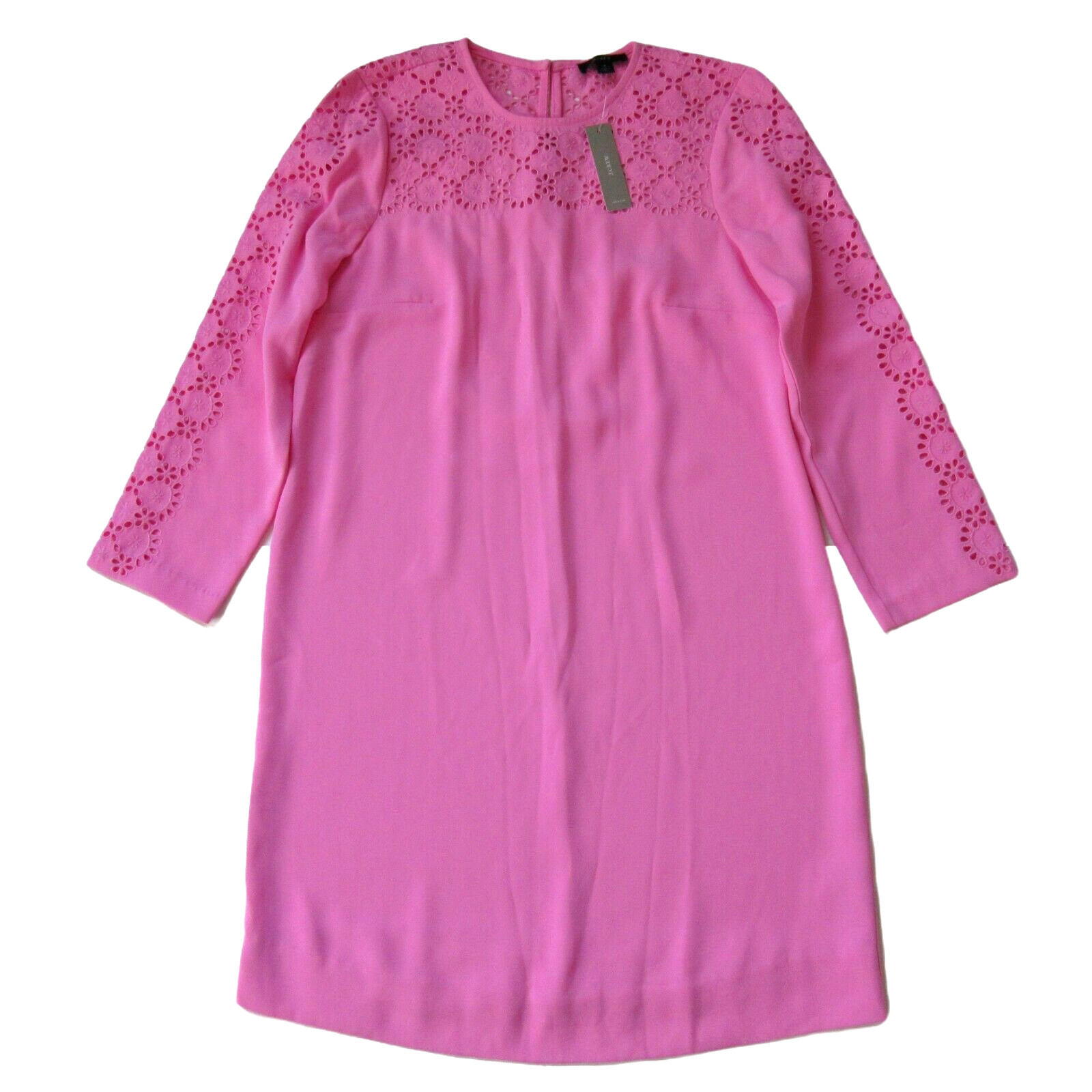 NWT J.Crew Laser-cut Eyelet Shift in Larkspur Pink 365 Crepe Dress 4