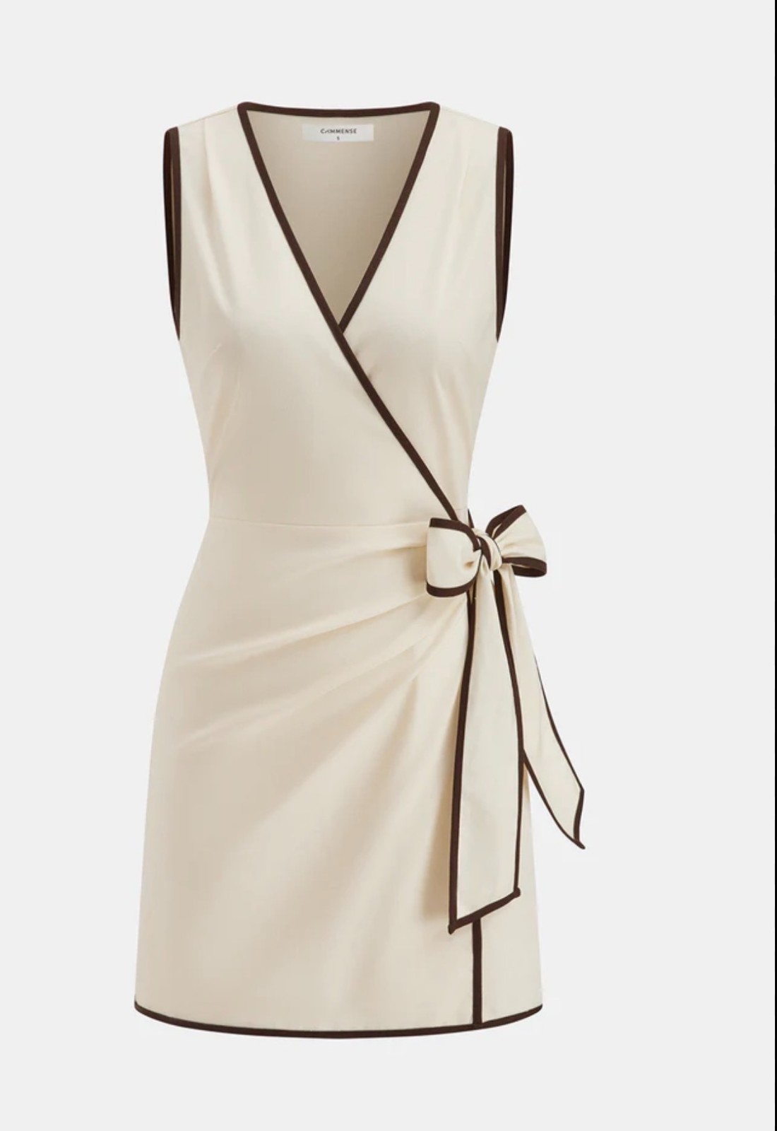 Commense Women’s Linen-Blend Contrast Trim Wrap Dress size XL