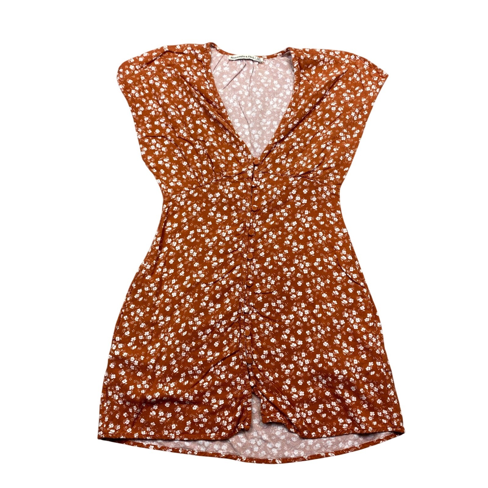 Abercrombie Fitch Rust White Floral Button Front Cap Sleeve Mini Dress XSP
