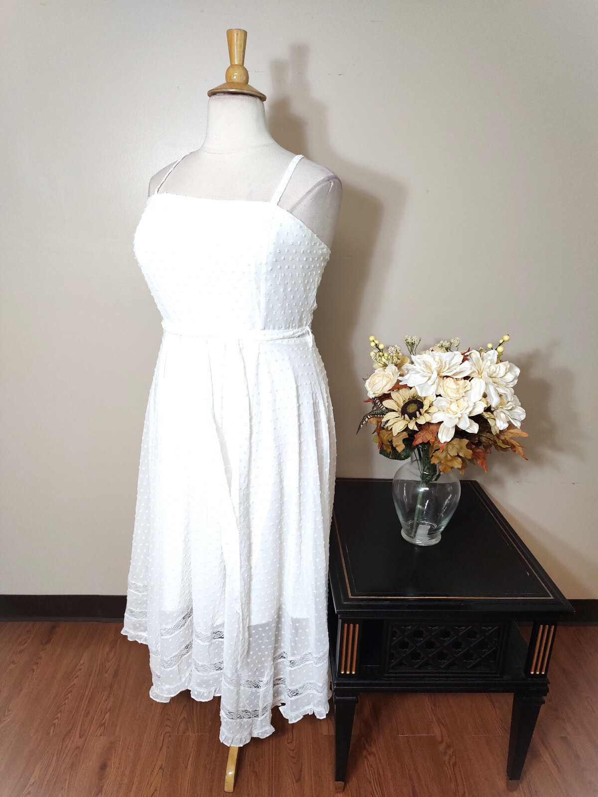 CITY CHIC White Adjustable Straps Fit/Flare Textured Belted Dress-18