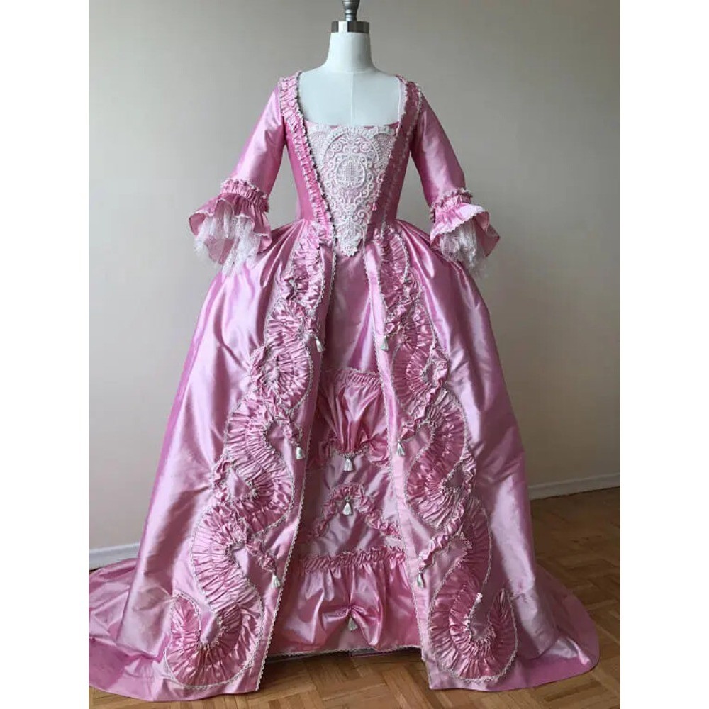 Women’s Pink Gown Dress Royal Court Belle Robe La Francaise Sack Back Dress