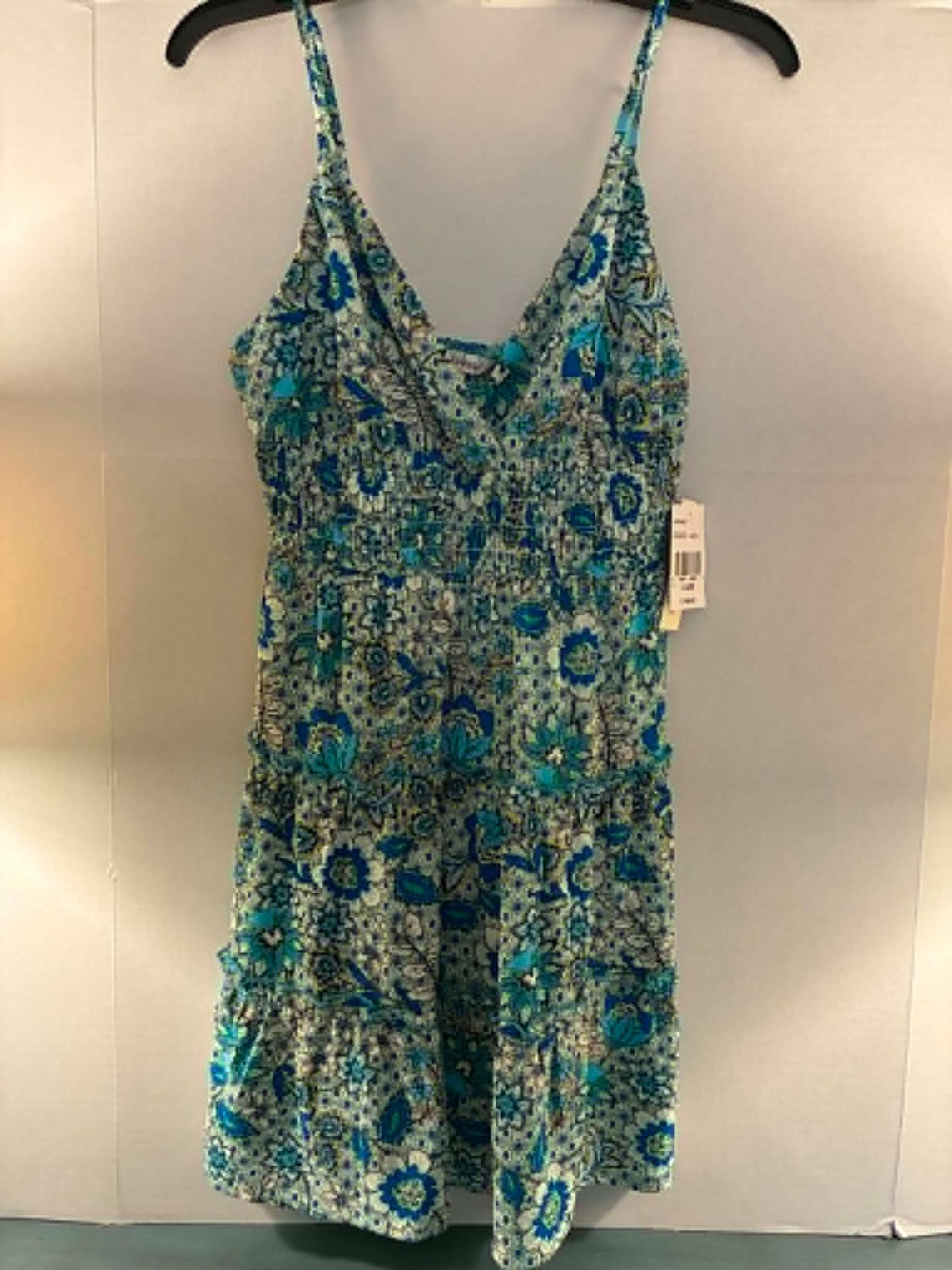 Speechless Teal Blue Floral Paisley Smocked Tiered Mini Dress XL