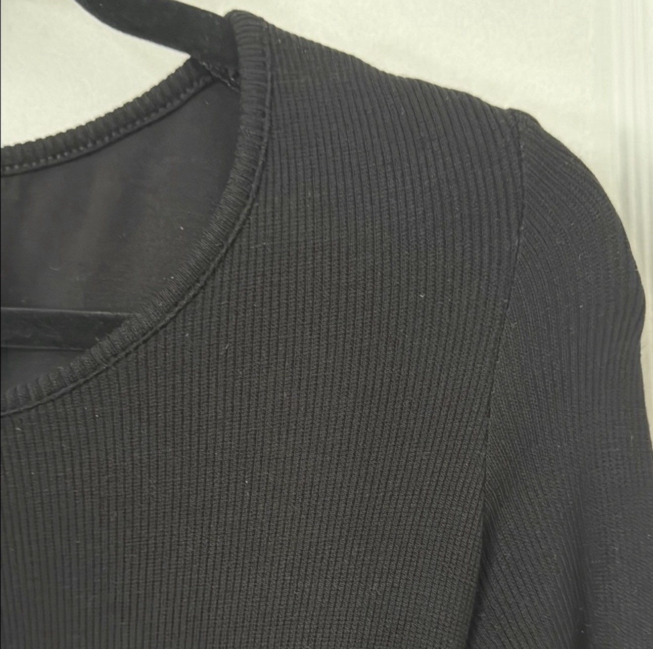 Marine Layer Black Ribbed Knit Bodycon Midi Dress Scoop Neck Long Sleeve XS