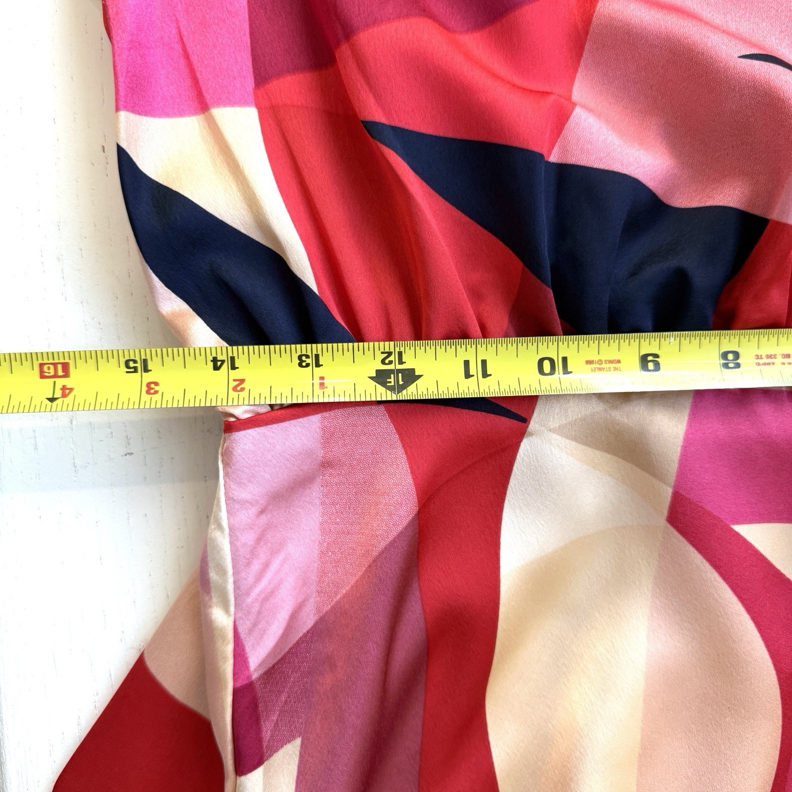 Pants Store DRESS LARGE Colorful Geometric Artsy Pink Red Mini Bow Wedding #154