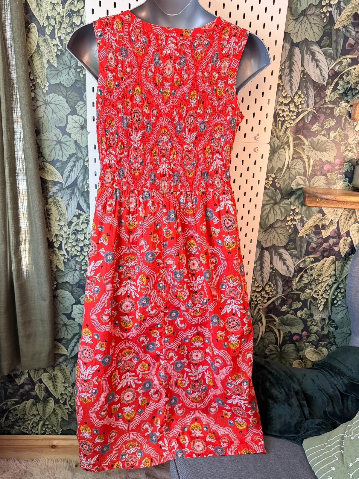 Seasalt Cornwall Sleeveless Meadowsweet Dress Size 18 Midi Cotton Tomato Red