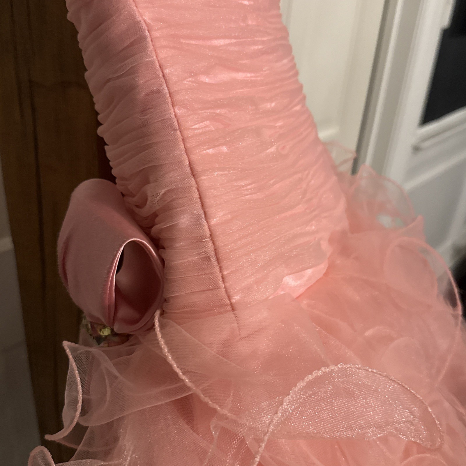 SHERRI HILL Homecoming Prom Formal Bubblegum Pink Ruffle Bow Tutu Dress Size 6