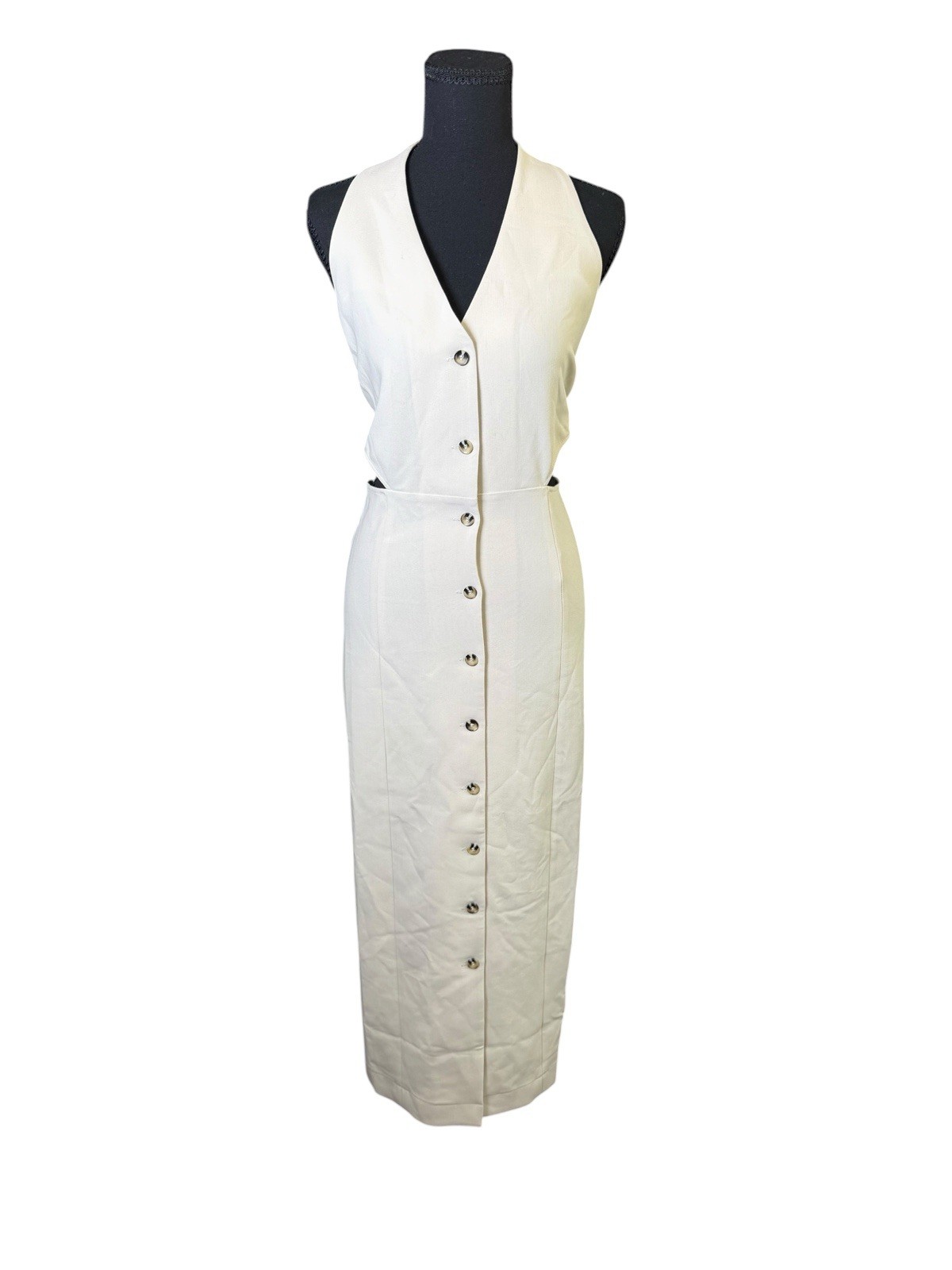favorite daughter Ivory Button Up Halter Dress With Cutout Size 12 NWT