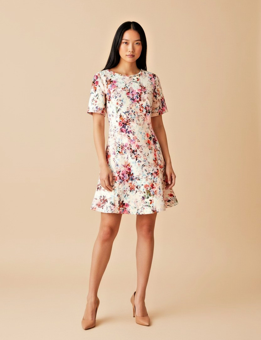 WAREHOUSE Floral Dress 10 Cream Wedding Guest Races Party Summer Graduation New