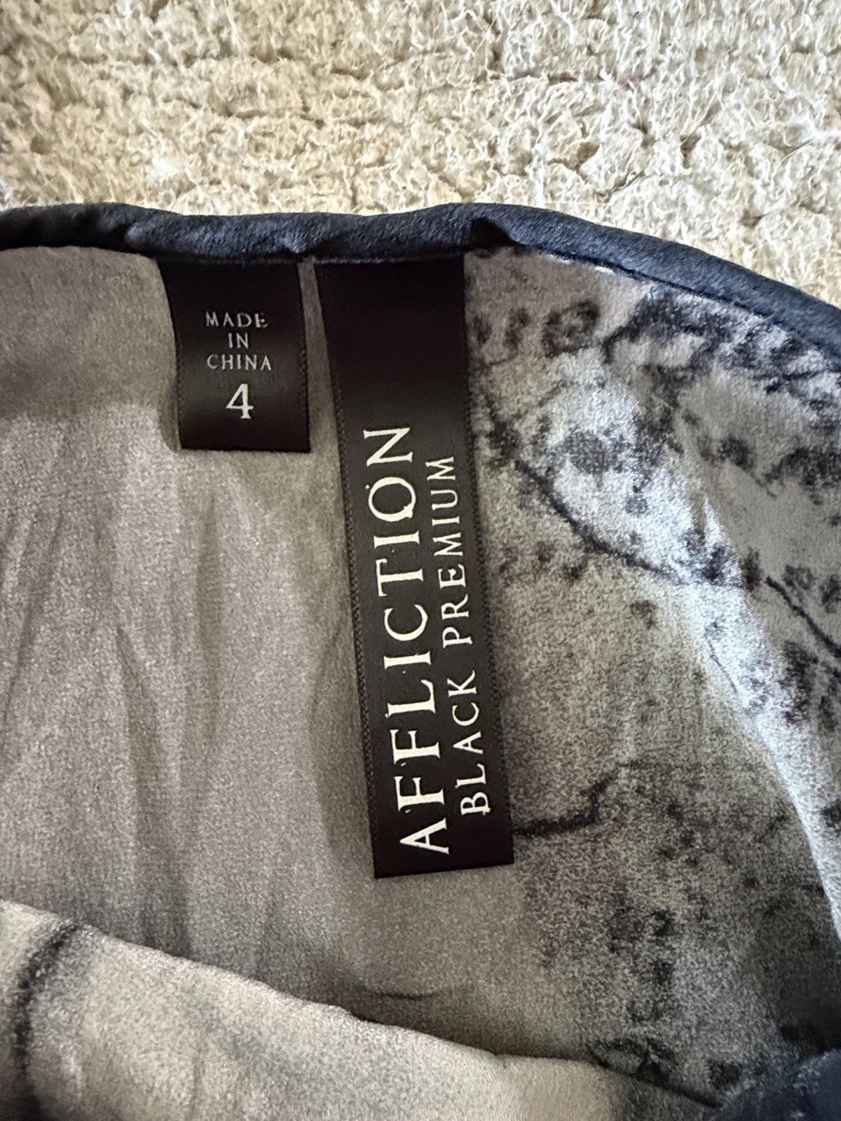 Affliction Black Premium Silk Halter Mini Dress with Monochrome Face Graphic 4