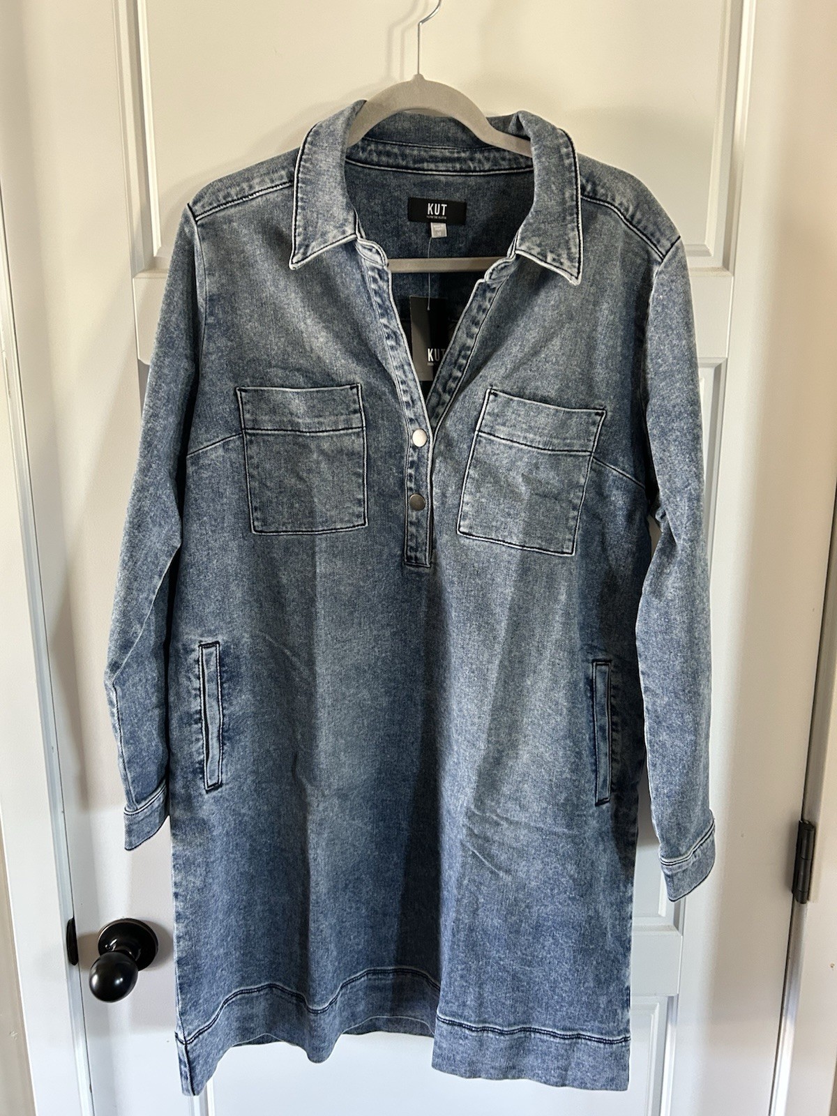 KUT medium wash denim dress collar size 10