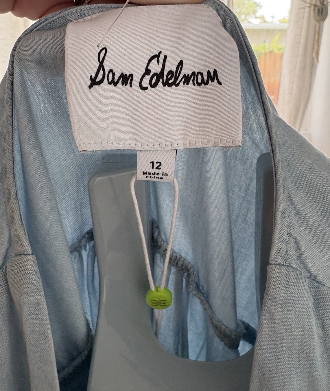 Sam Edelman Chambray V Neck Twist Front Maxi Shirtdress Puff Sleeve NWT 12