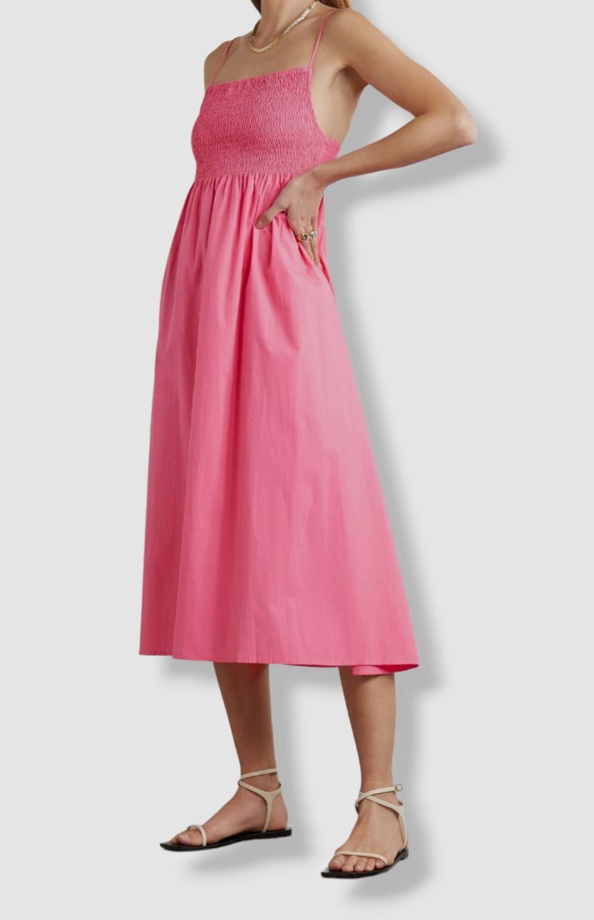 $189 Faithfull The Brand Women’s Pink Squared Sleeveless A Line Dress Size US 4
