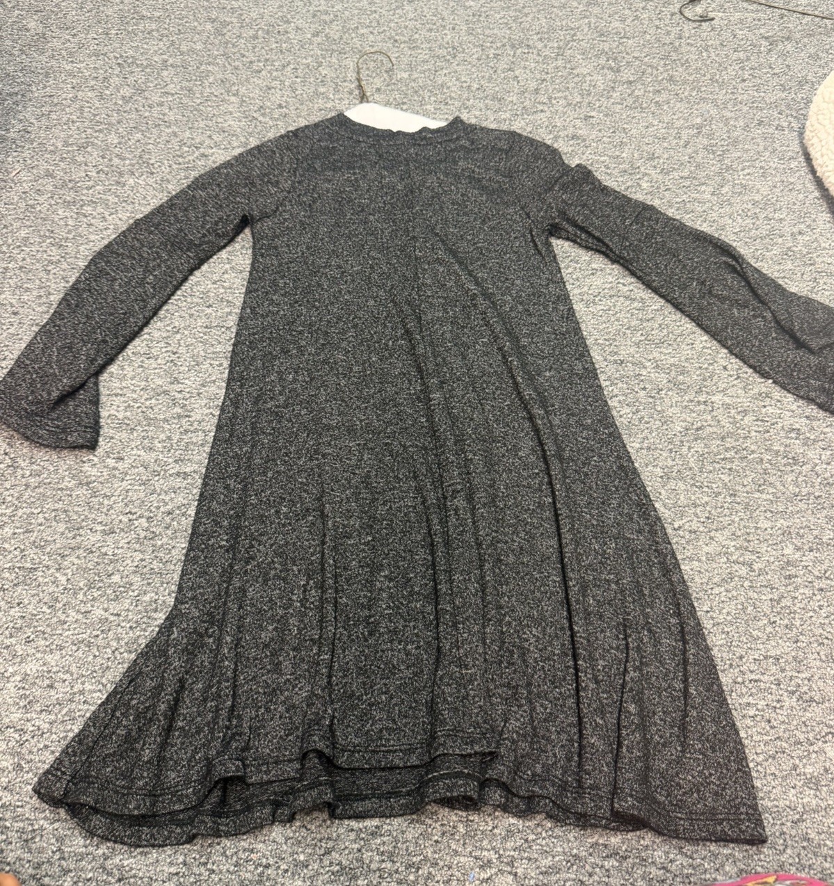 CUTE & U Girls Gray Knit A-Line Knee Dress Bell Long Sleeve Size 7-8