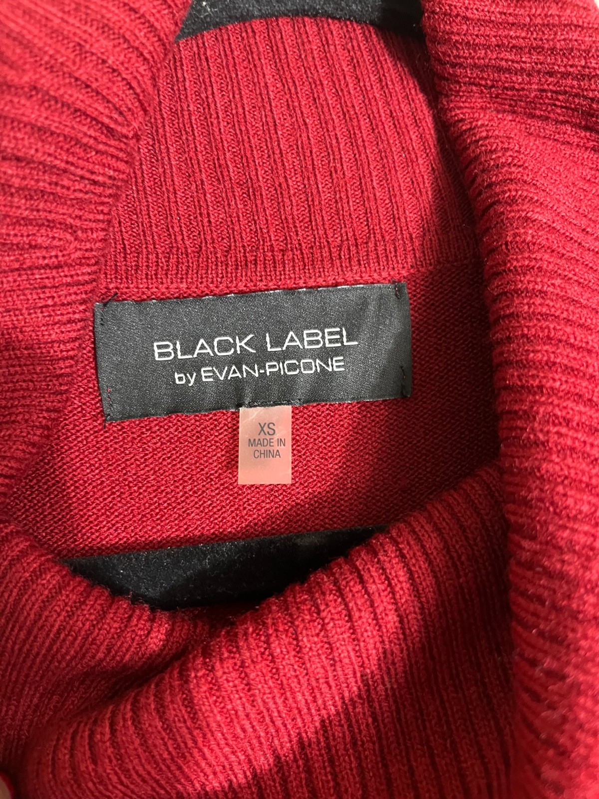 Black Label Evan-Picone Red Sweater Dress XS Cowl Neck Cozy Knit Fall Winter