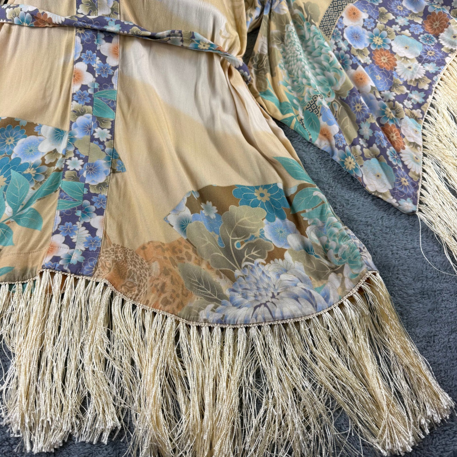Spell & The Gypsy Collective Willow Tassell Dress Yellow Floral Boho Fringe L