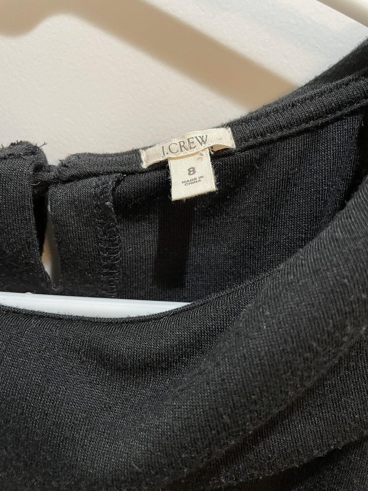 J.Crew Womens Dress Sz 8 Black Collared Neck Sleeveless Cinch Waist Side Pocket