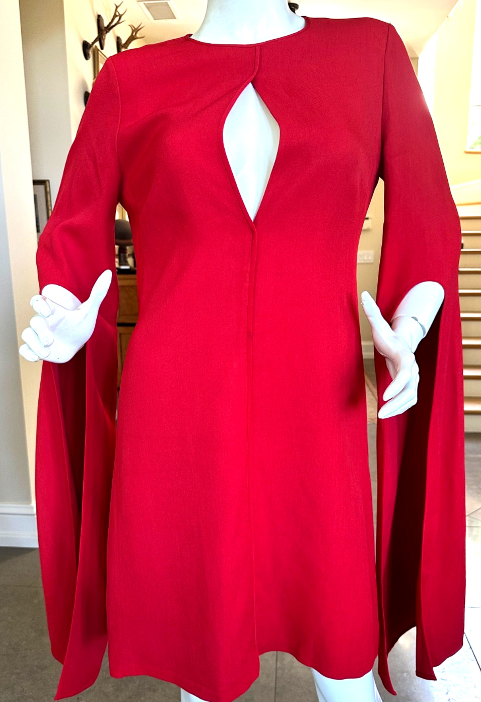 Narciso Rodriguez Keyhole Cape Dress with Kimono Style Sleeves from Resort 2018