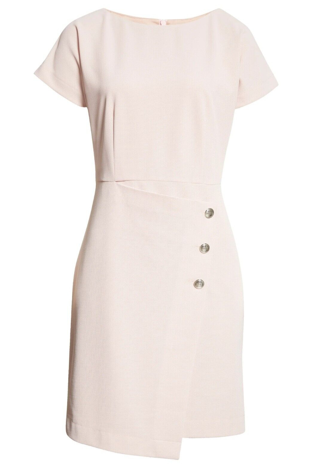 HUGO BOSS Datera Women’s Wrap Front Mini Sheath Dress in Cradle Pink Size US 10