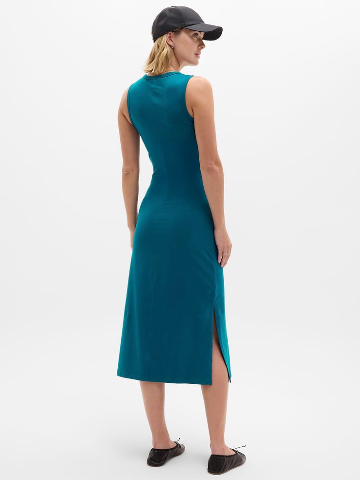 Athleta S Small Essential V-Neck Midi Dress Coastal Teal NWOT! #862382