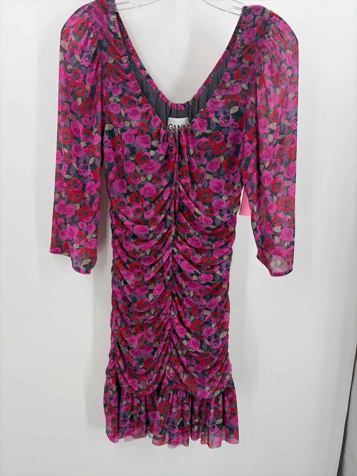 Pre-Owned Ganni Pink Size 36 Short Long Sleeve Dress