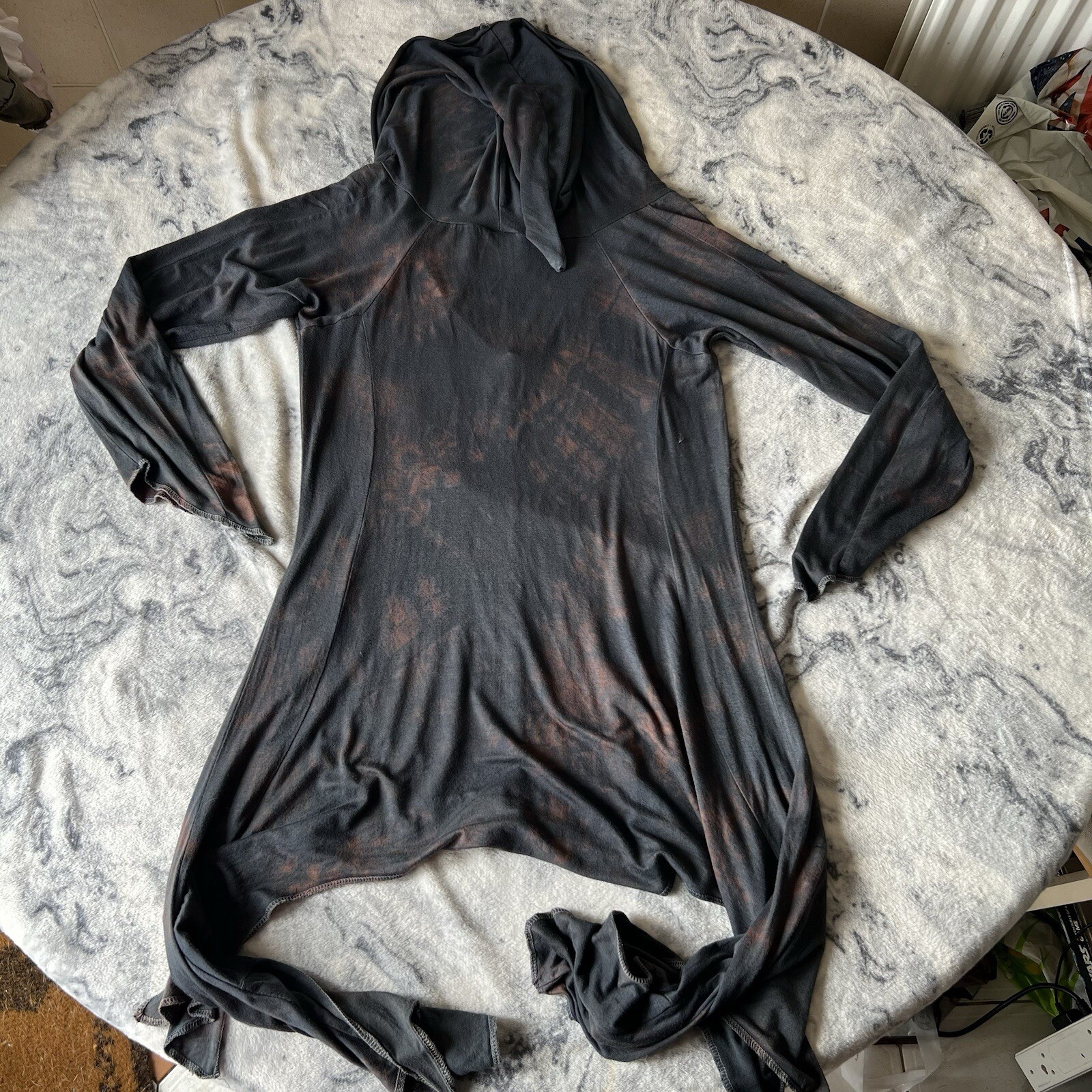 Gringo Tie Dye Pixie Star Tunic Top Dress Hoodie Hippie Boho Asymmetric Hem S