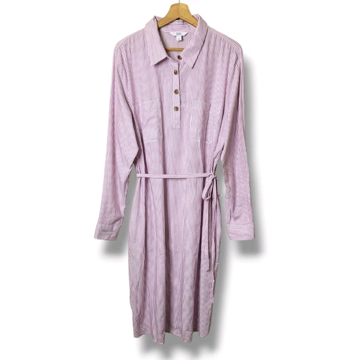 NWT Croft & Barrow Tie-Front Shirt Dress Long Sleeve Pockets Size Large