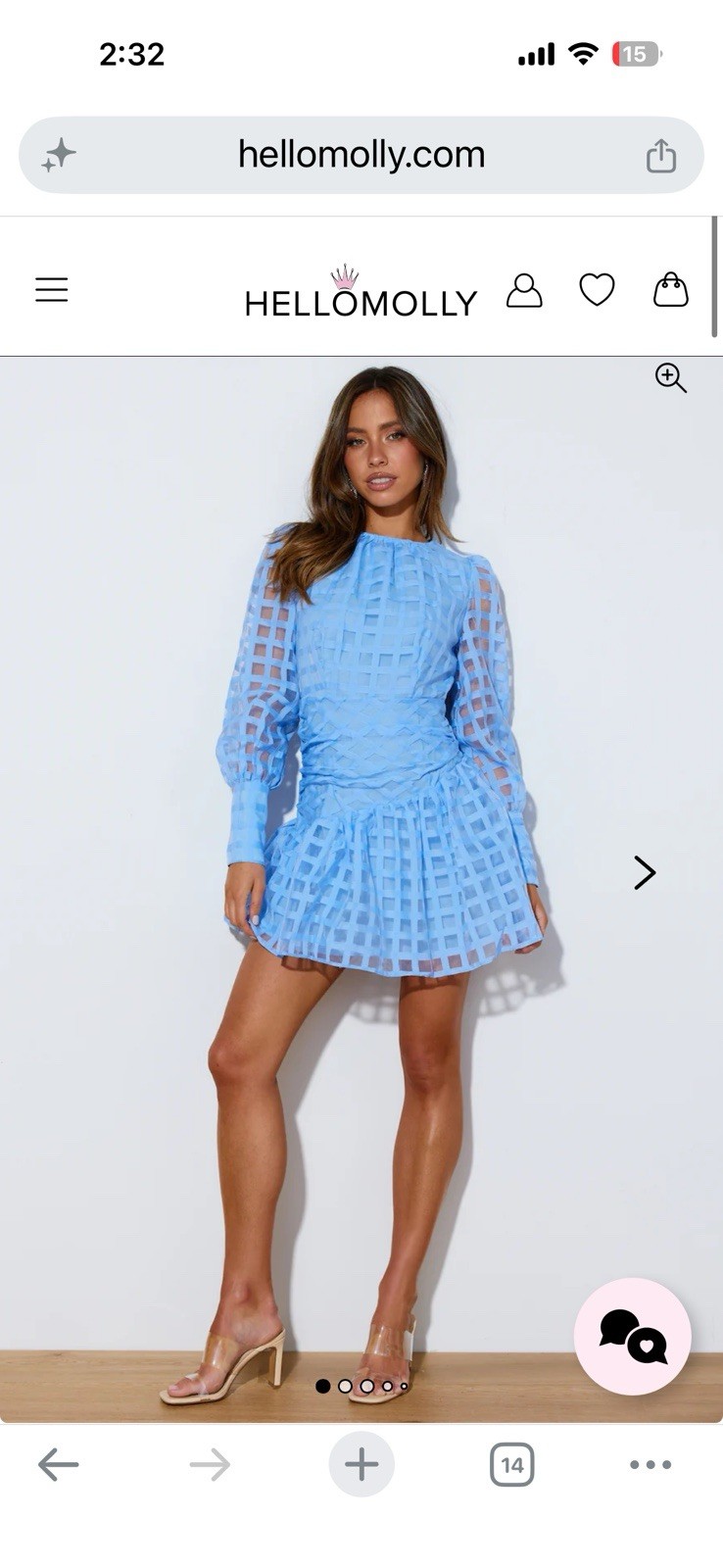 Hello Molly MINE OH MINE Dress S White Semi Sheer Puff Sleeve Mini
