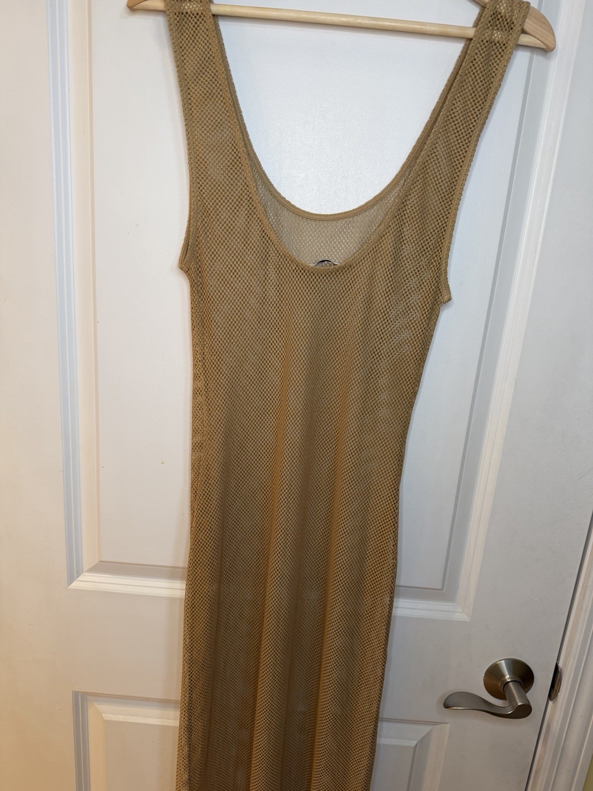 WeWoreWhat Tan Mesh Maxi Coverup Size L Good Condition 100% Cotton