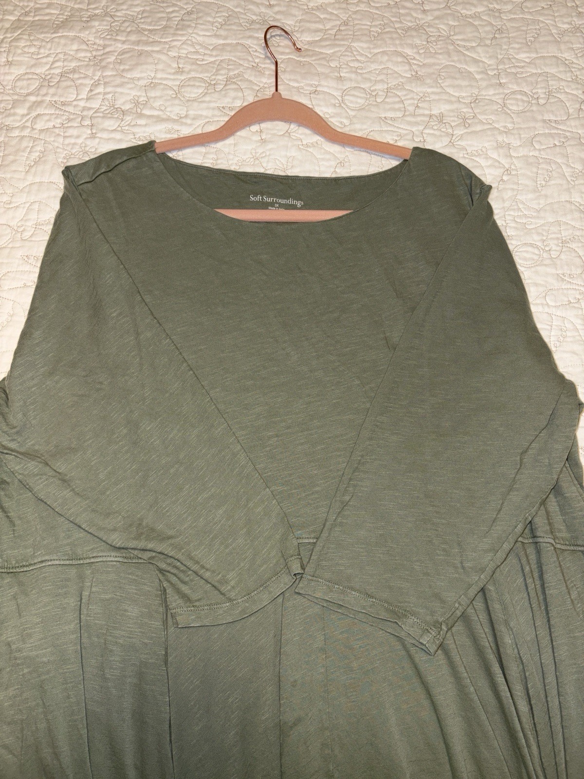 Soft Surroundings $129 Basil Green Casablanca Dress Sz 3X 22 24 EUC Worn Once