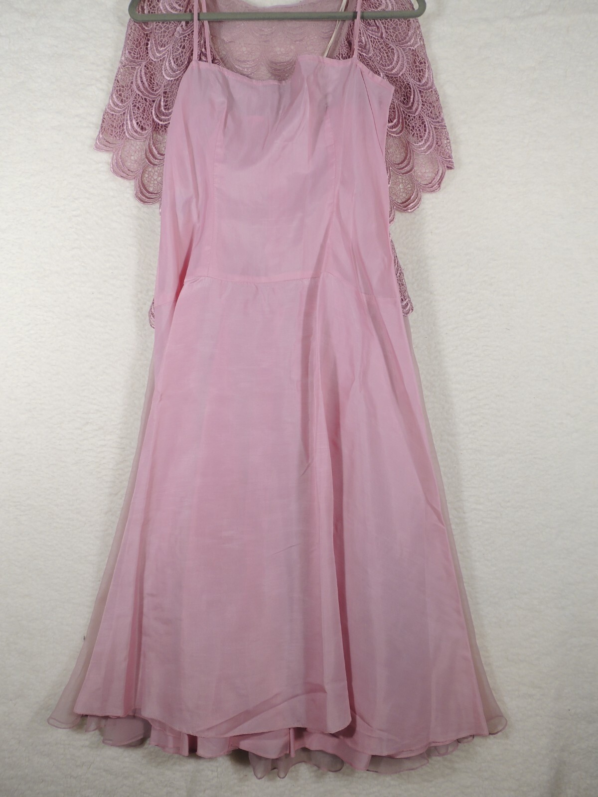Lee Jordan Muave Lace Summer Casual Wrap dress sz 12 Large cocktail Party Bridal