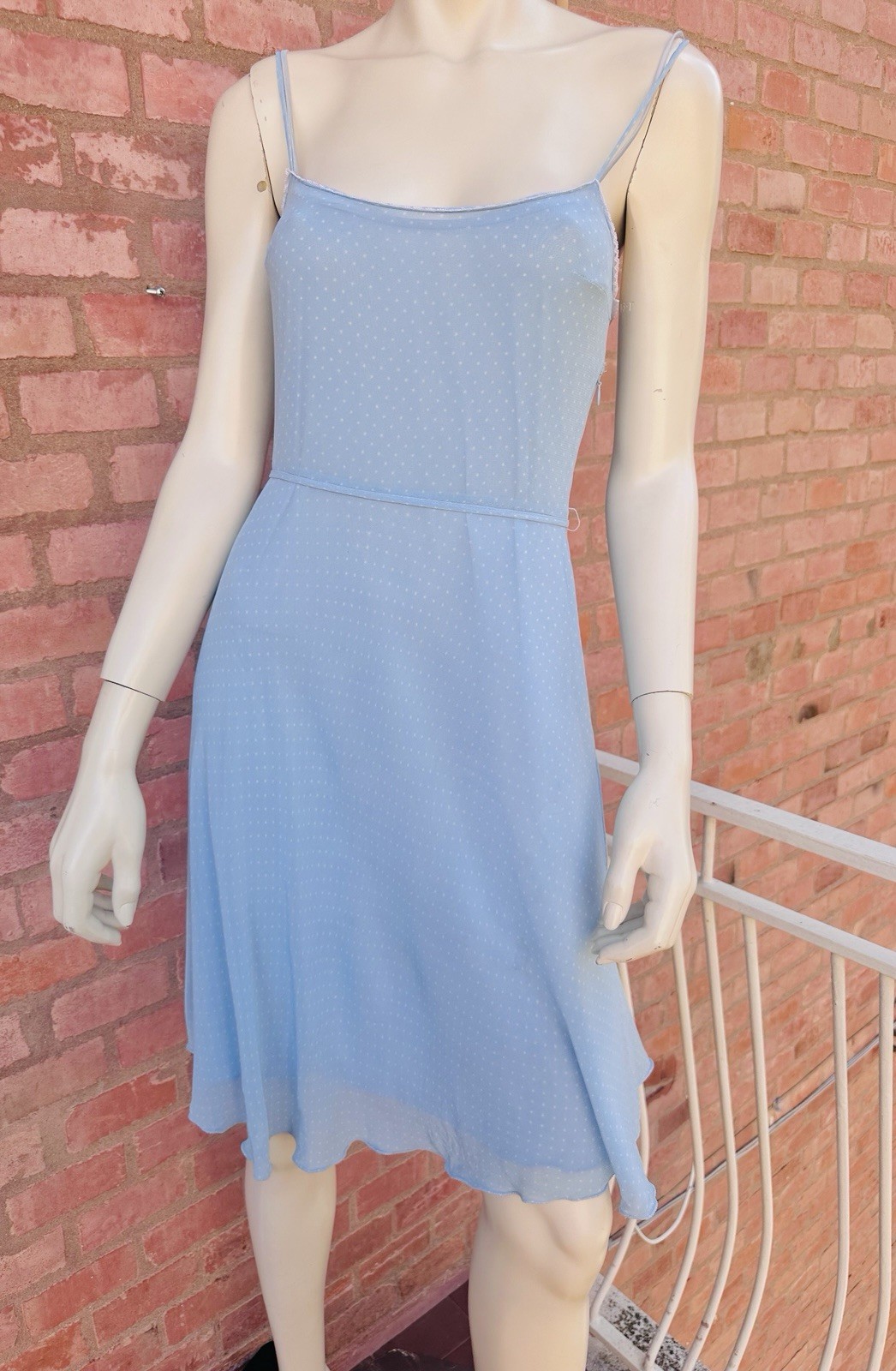 Vintage 2000s BluGirl Blumarine Blue Polka Dot Rayon Slip Dress I40 Y2K Gem💎