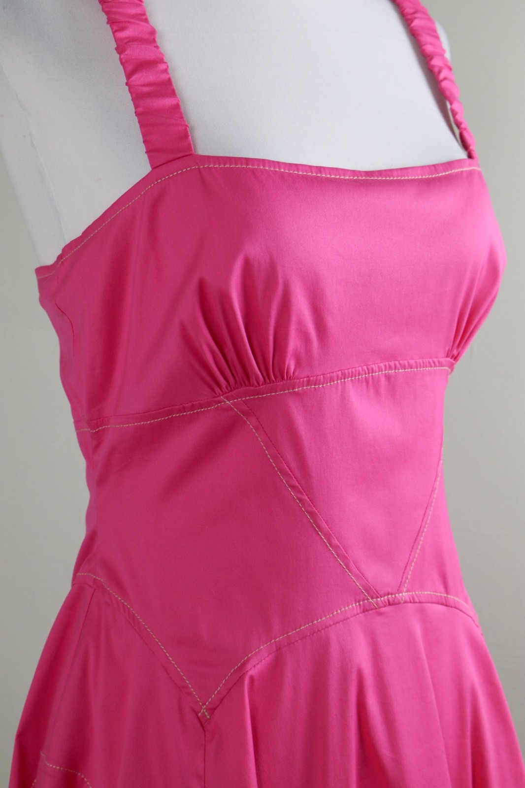 ANTHROPOLOGIE NWT $158 Solid Pink Plunge Drop Waist A-Line Mini Dress Size Small