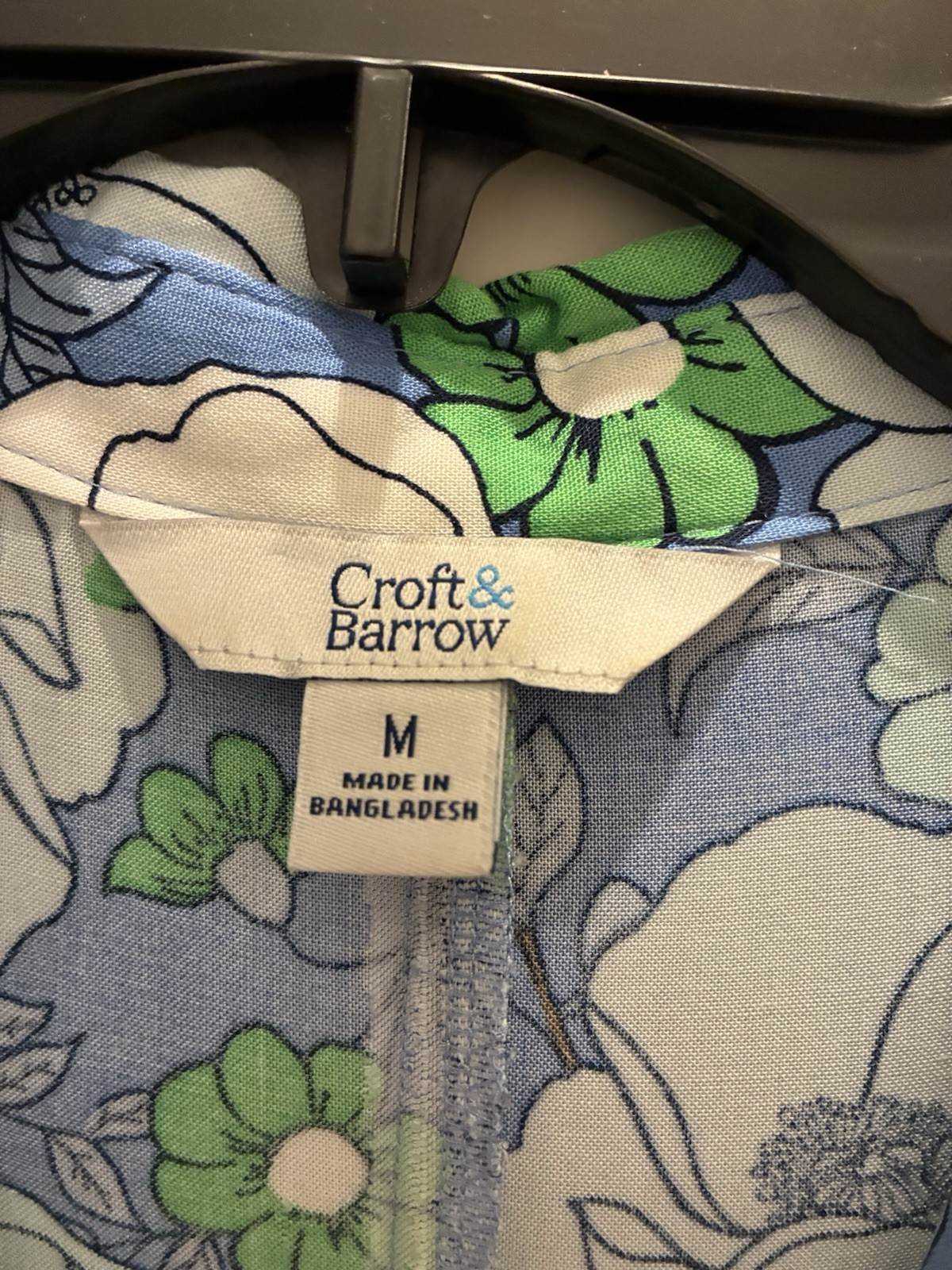 Croft & Barrow Blue/Green/White Floral Shirt Maxi Dress M Sleeveless Tie Belt