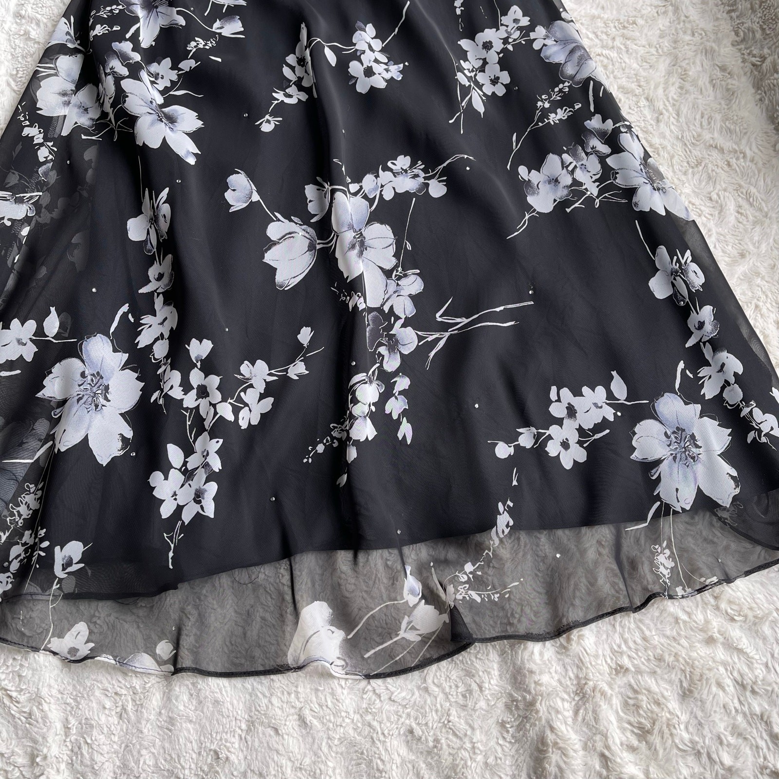 Vintage Cache rhinestone beaded floral print maxi dress cocktail formal prom S