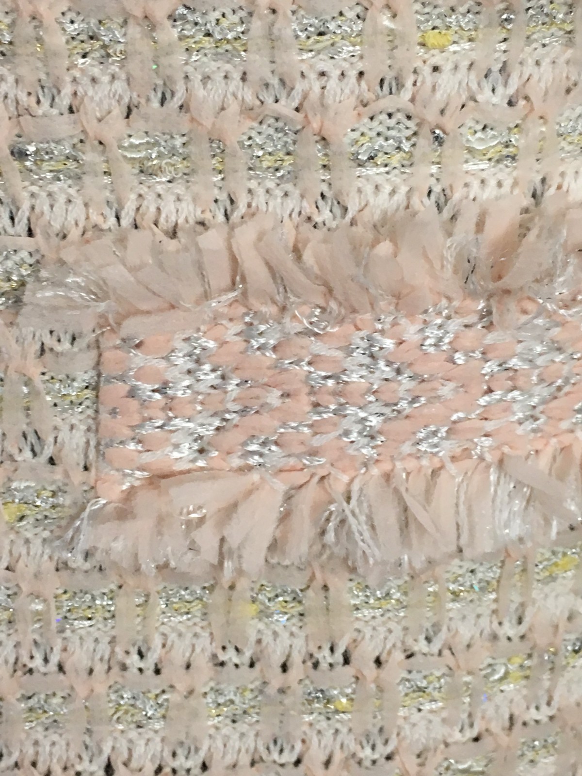 BEAUTIFUL St John knit pink shimmer multi fringe dress size 8